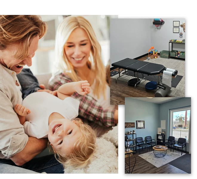 A happy family laughing and playing together